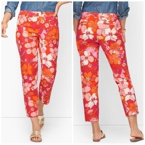 Talbots Perfect Crops Tossed Flower Slim Leg Ankle Length Cigarette Trousers